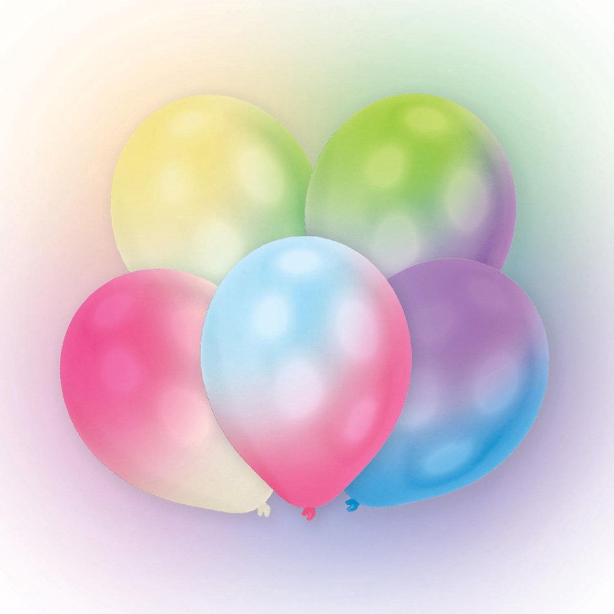 12 Latexballons LED weiß mit bunten LED-Lichtern 27,5cm