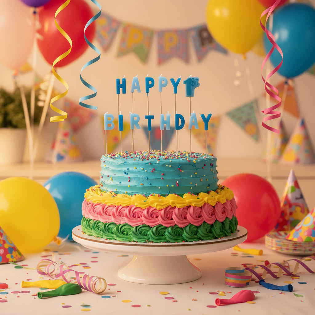 14 Pick-Kerzen 1. Geburtstag Junge