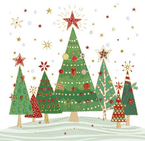 Minikarte Weihnachten ohne Text mit Weihnachtsbäumen - Avaloon Party-Deko-Geschenke