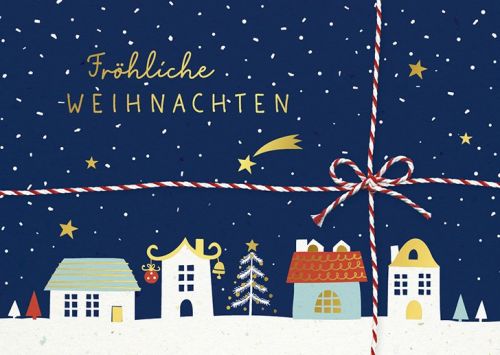 Karte Weihnachten Winterdorf Sternenhimmel - Avaloon Party-Deko-Geschenke