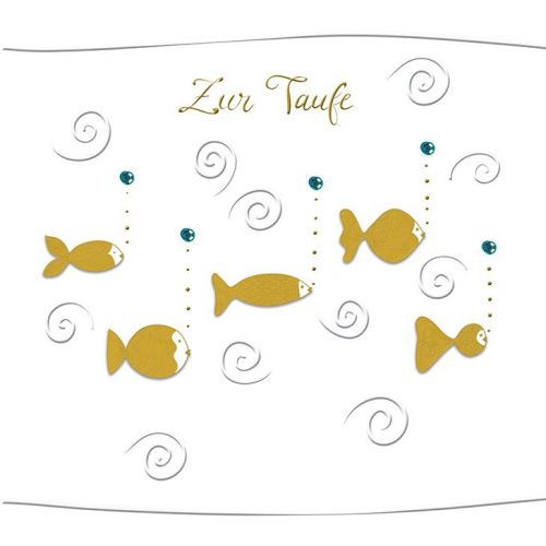 karte zur Taufe mit Fischmotiv und Verziehrung - Avaloon Party-Deko-Geschenke