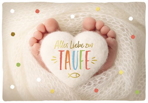 Karte zur Taufe mit Babyfüsschen - Avaloon Party-Deko-Geschenke