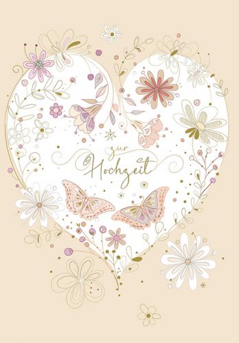 Hochzeitskarte grosses Herz mit Schmetterlingen - Avaloon Party-Deko-Geschenke