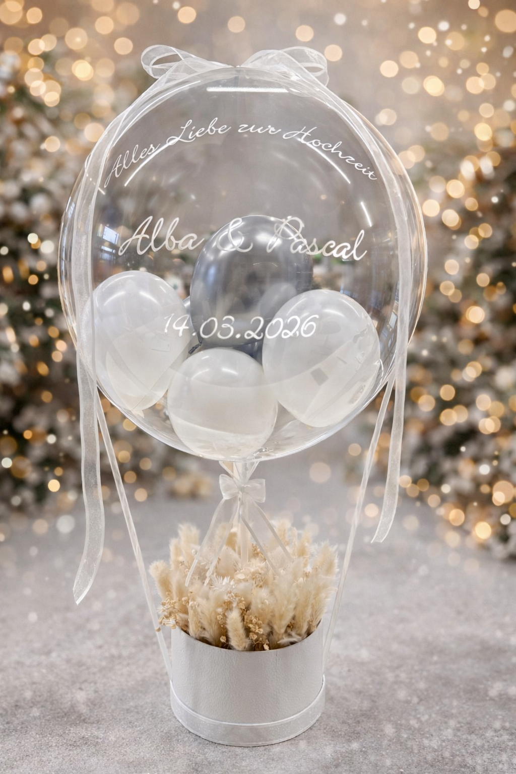 Geschenkballon mit Trockenblumen