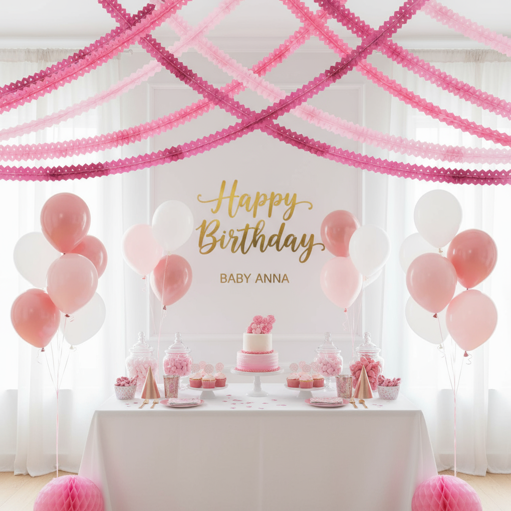 Girlanden Mini Hot Pink Papier 8 x 200 cm