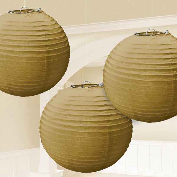 Lampions gold Papier 20,4 cm 3 Stk - Avaloon Party-Deko-Geschenke