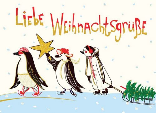 Postkarte Weihnachten mit Pinguinen - Avaloon Party-Deko-Geschenke