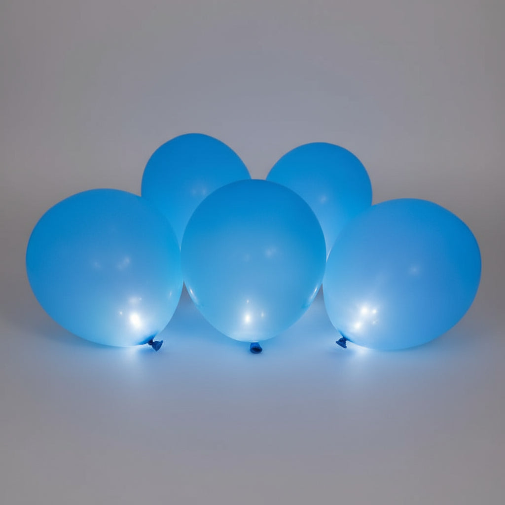 5 Latexballons LED blau 27,5 cm