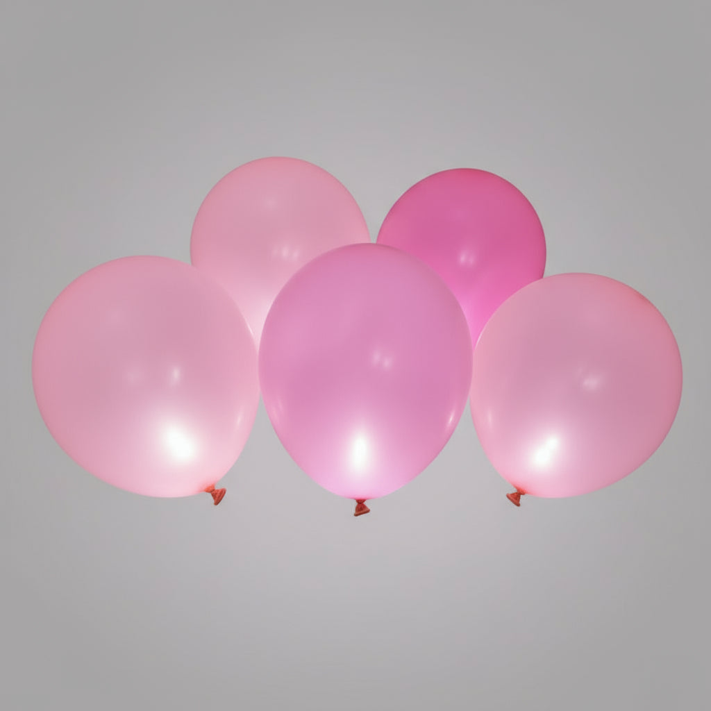 5 Latexballons LED pink 27,5 cm