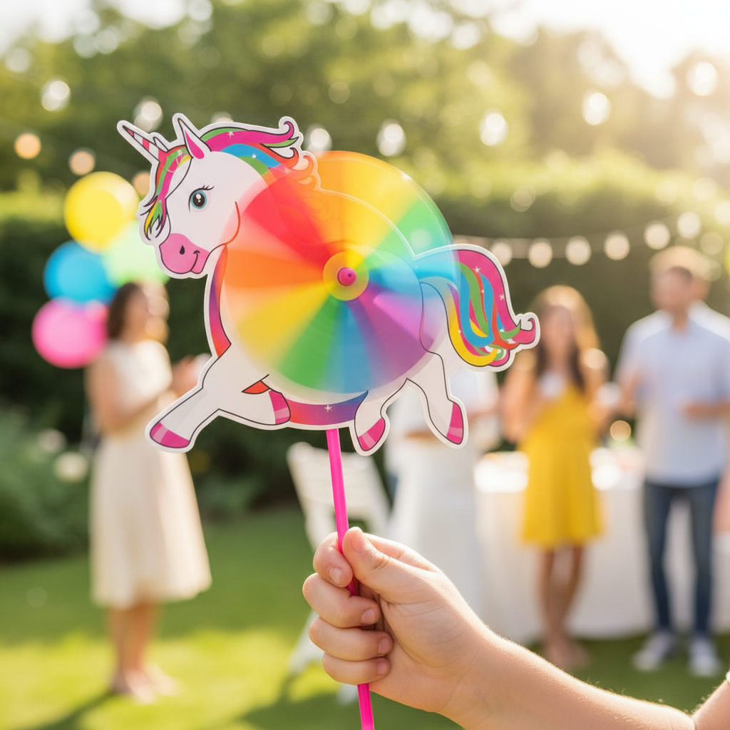 Unicorn Windmill 35cm - Colorful Garden Toy, 1 piece, 35cm wide