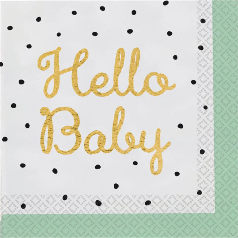 Papierservietten Hello Baby, 16er Pack, 33cm x 33cm