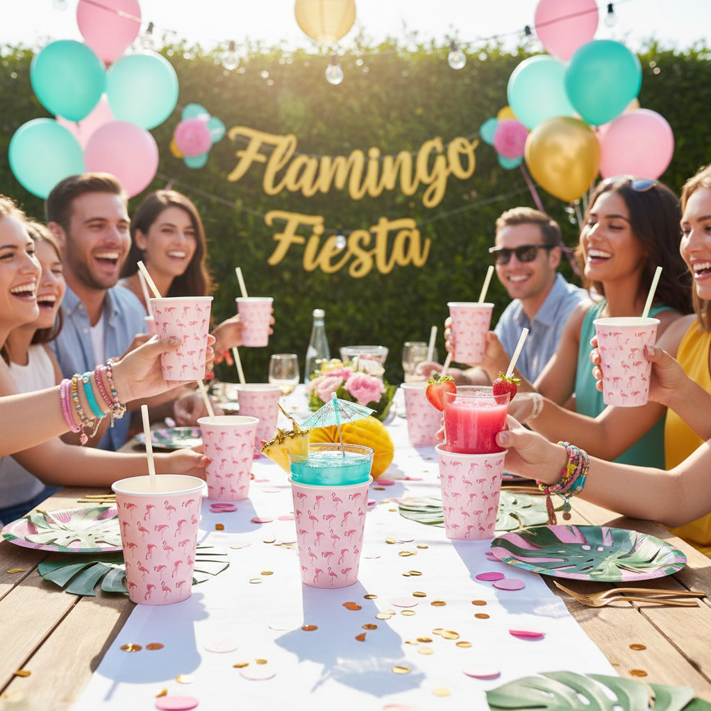 Becher Flamingo Paradise Papier 8Stk