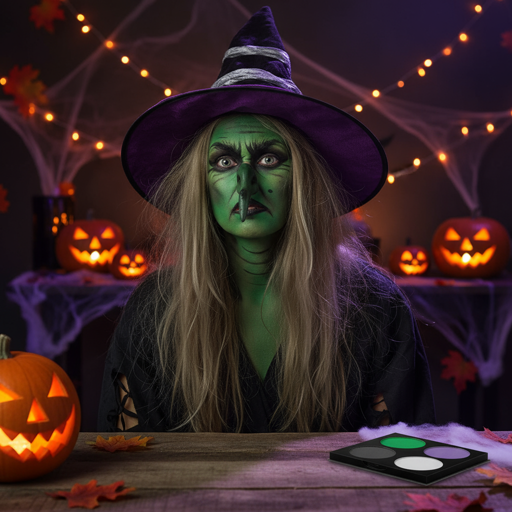 Aqua-Set Hexe (4 x Gesichtsfarbe / 1 Pinsel)