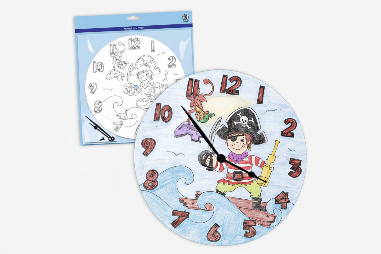 Ausmal-Uhr, Pirat, 25cm - Avaloon Party-Deko-Geschenke