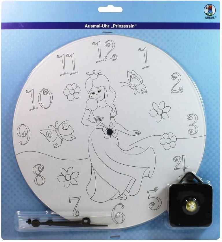 Ausmal-Uhr, Prinzessin, 25cm - Avaloon Party-Deko-Geschenke