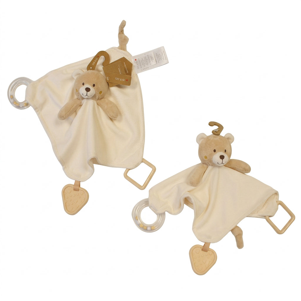 Baby Teddy Schmusetuch mit Knoten und Rassel