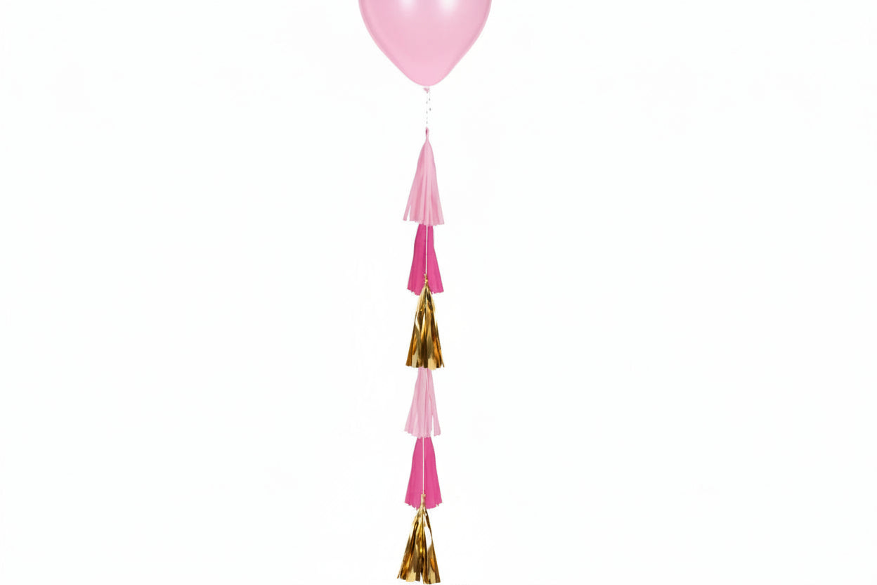 Ballonhänger mit Puscheln pastellpink Papier - Avaloon Party-Deko-Geschenke