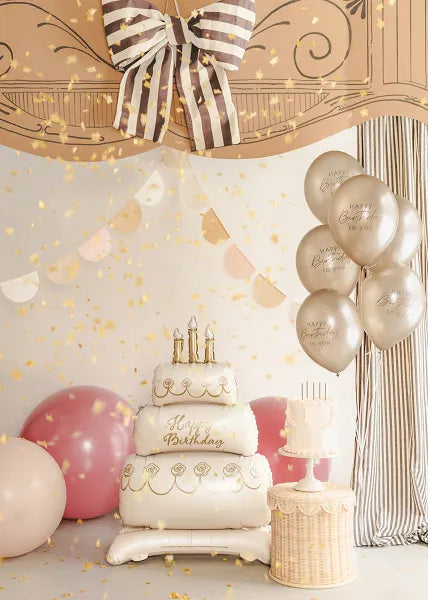 Balloons 30 cm, Happy Birthday, Metallic Cold Gold