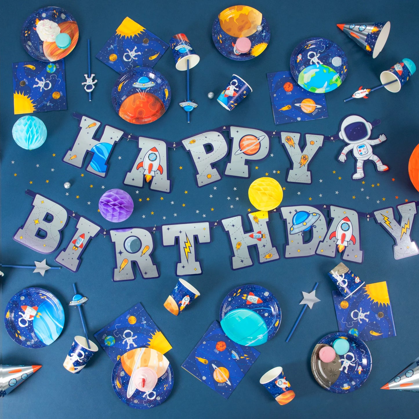Banner Happy Birthday Weltraum – 220 x 16 cm