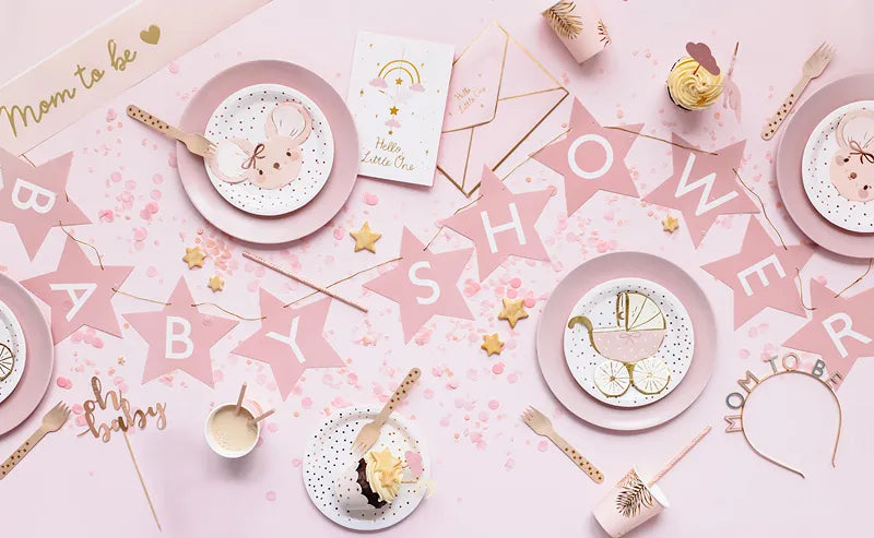 Banner Baby shower, hellrosa