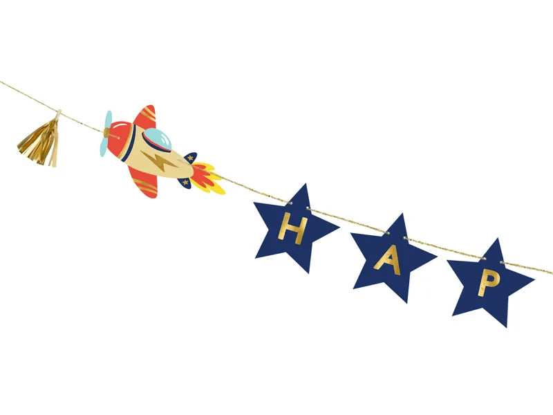 Banner Happy Birthday Flugzeuge, 2,5 m, Mix