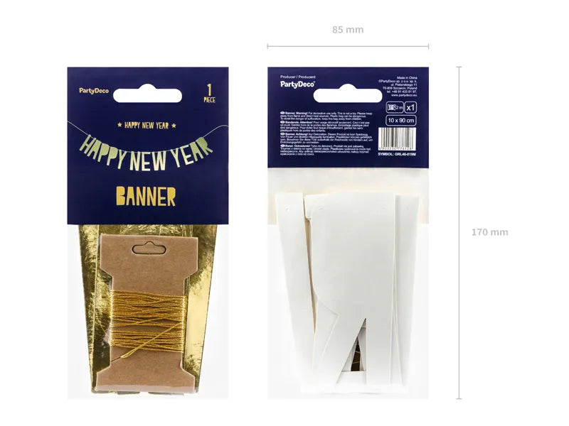 Banner Happy New Year, gold