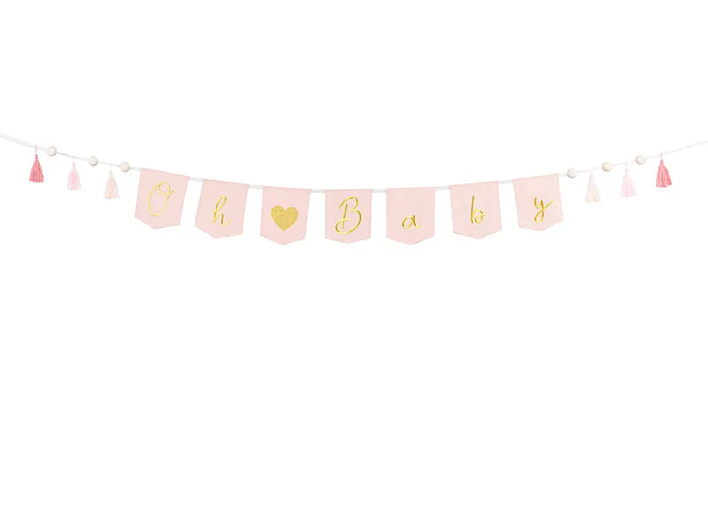Banner Oh Baby mit Quasten, hellrosa - Avaloon Party-Deko-Geschenke