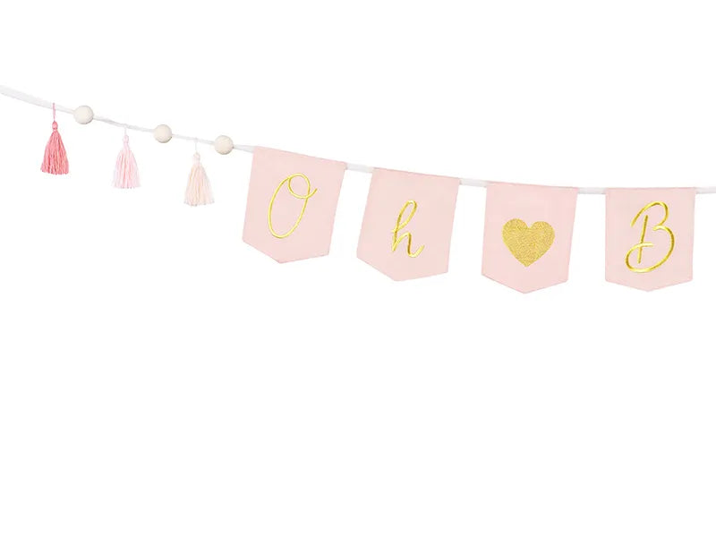 Banner Oh Baby mit Quasten, hellrosa - Avaloon Party-Deko-Geschenke