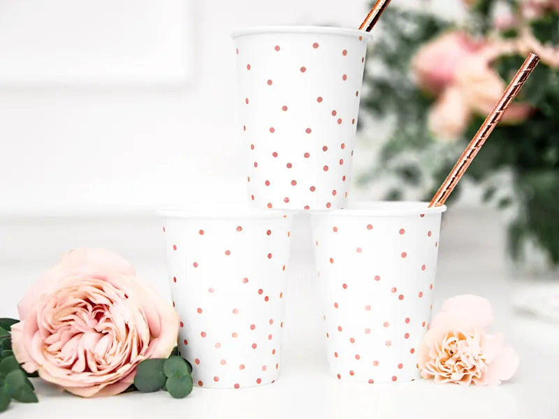 Becher Punkte, weiß, 260ml - Avaloon Party-Deko-Geschenke