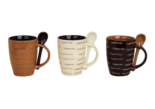 Becher mit Löffel Cappuccino, aus Keramik - Avaloon Party-Deko-Geschenke