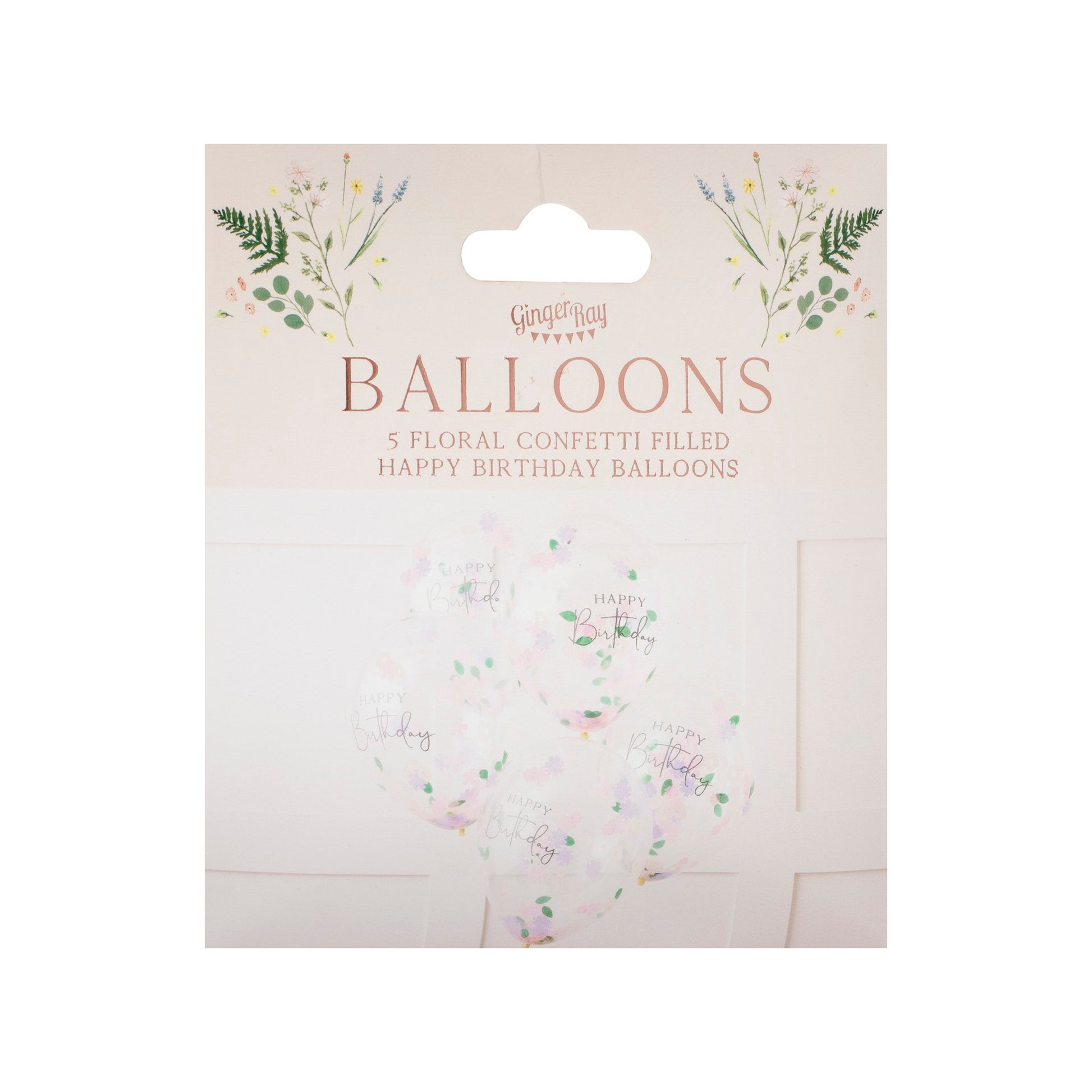 Blumen Konfettiballons- Happy Birthday 30 cm, 5er - Avaloon Party-Deko-Geschenke