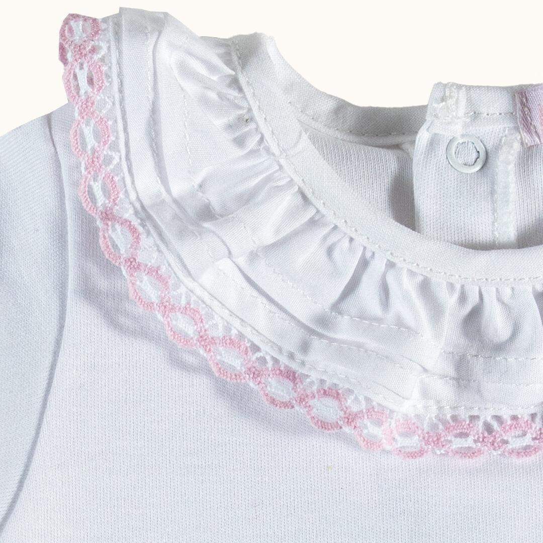Body mit Kragen Candy Weiß/Rosa Sommer