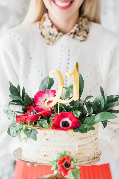 Caketopper 21, gold, 20,5cm