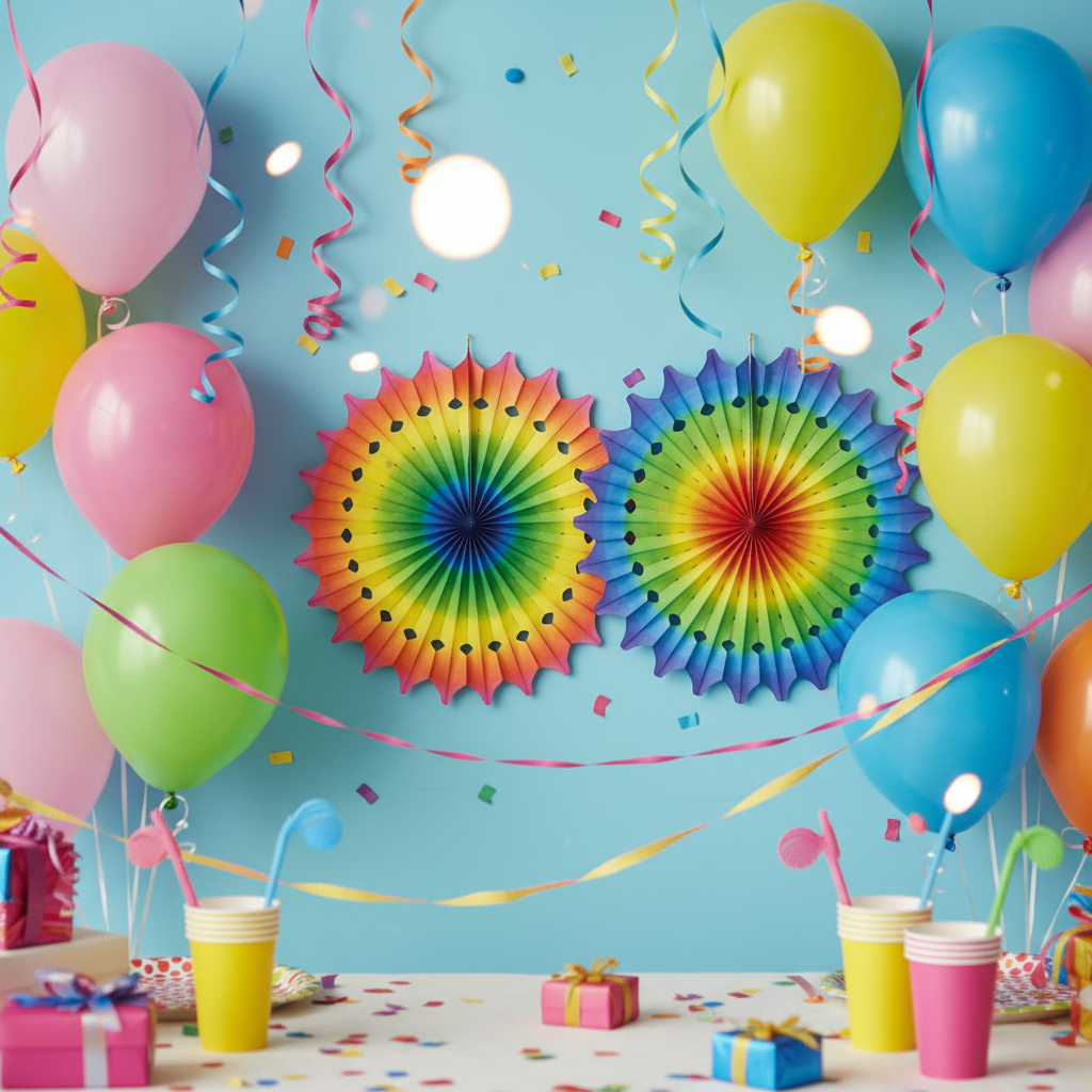 Dekofächer Bunt Papier 50 cm