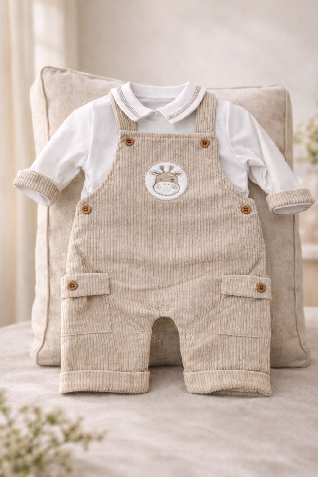 Baby Overalls Two-Piece Set - Giraffe