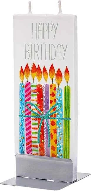 Flache handgefertigte Kerze - Happy Birthday