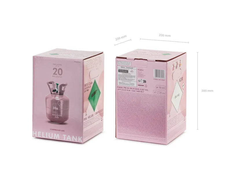 Flasche mit Helium, Hellrosa, max 20 Ballons