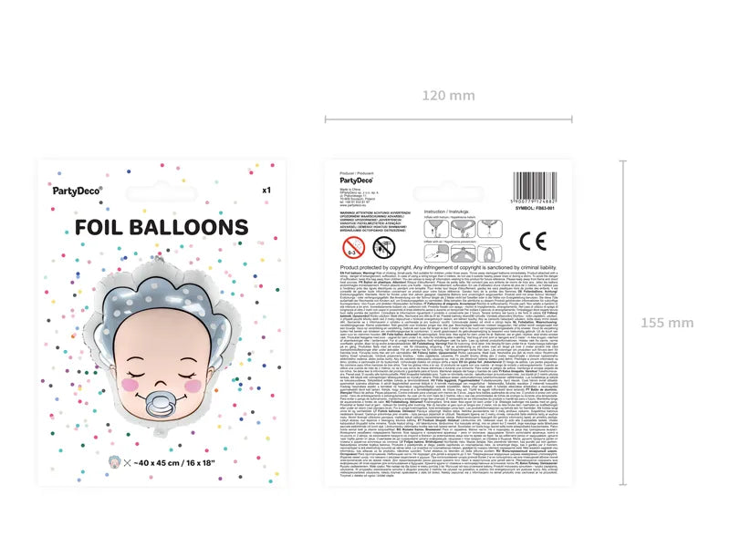 Folienballon Baby, 40x45cm, Mix