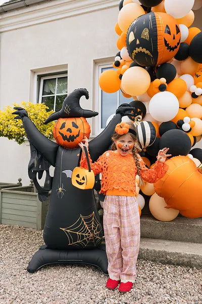Folienballon Gruselige Kürbisse, 50 cm, orange-schwarz