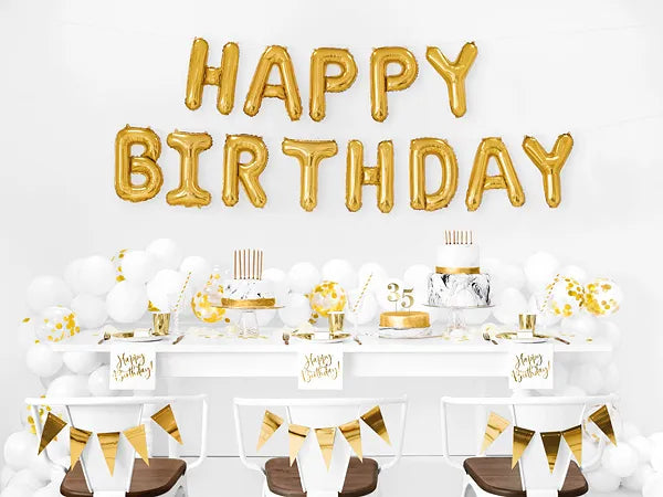 Folienballon Happy Birthday, 340x35cm, gold
