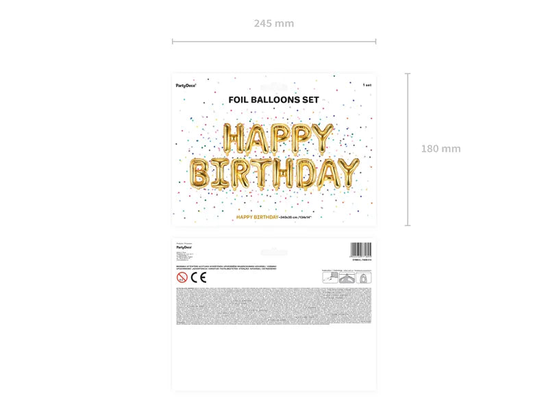 Folienballon Happy Birthday, 340x35cm, gold - Avaloon Party-Deko-Geschenke