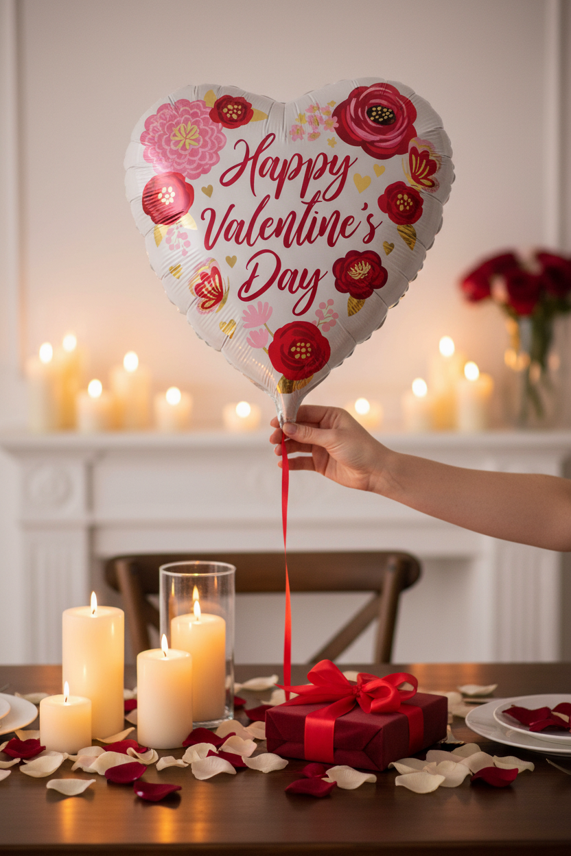 Foil Balloon Heart Happy Valentines Day