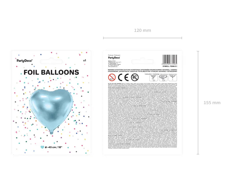 Folienballon Herz, hellblau