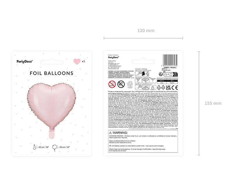 Folienballon Herz, 45cm, hellrosa - Avaloon Party-Deko-Geschenke