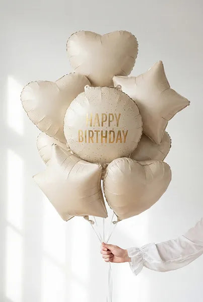 Folienballon Pastille Happy Birthday, Creme