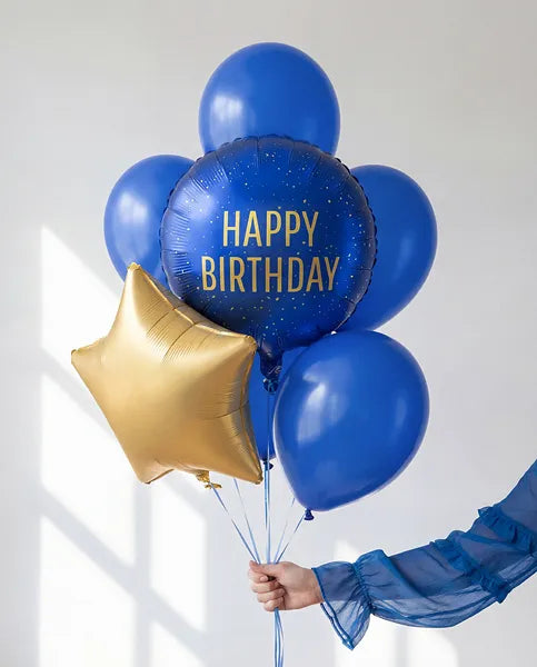 Folienballon Pastille Happy Birthday, Marineblau