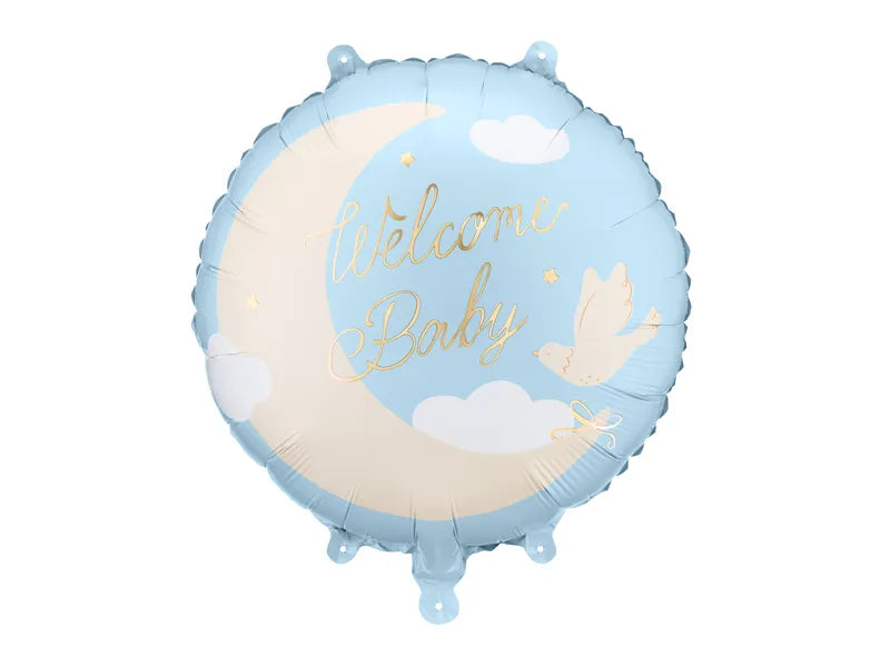 Folienballon Pastille "Welcome Baby" 35 x 35 cm, hellblau
