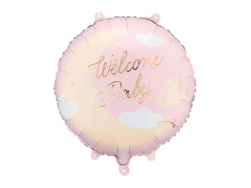 Folienballon Pastille Welcome Baby, 35x35 cm, hellrosa