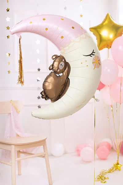 Folienballon Teddybär auf dem Mond, 80x98 cm, Mix - Avaloon Party-Deko-Geschenke