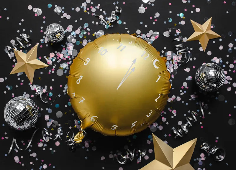 Folienballon Uhr, 45 cm, gold - Avaloon Party-Deko-Geschenke